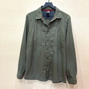 The North Face Shirt Men Large Lined Mountain Long Sleeve Hiking Army Green